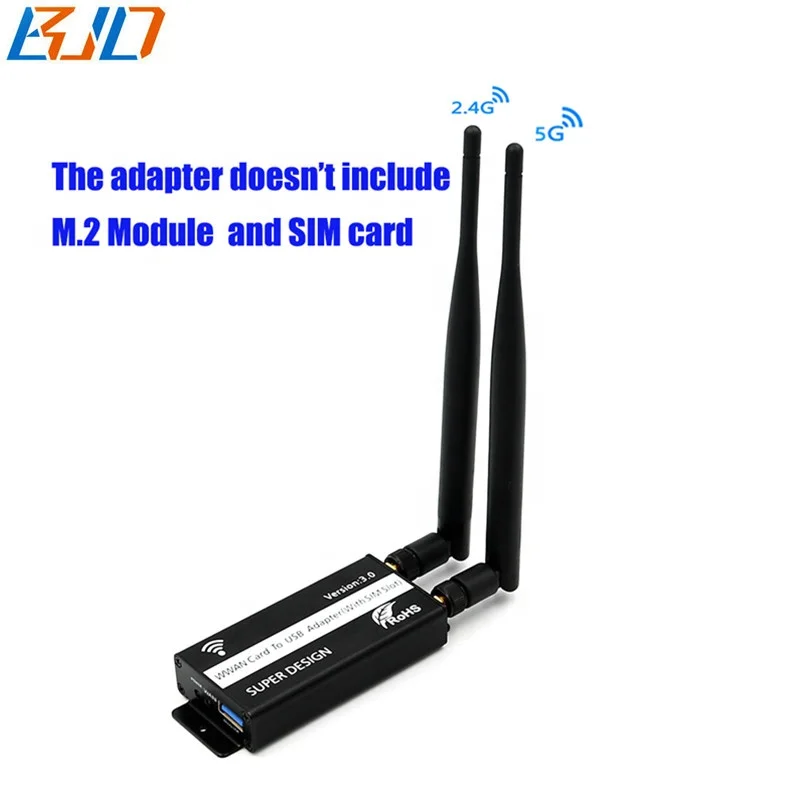 Laptop Desktop USB 3.0 to M2 NGFF M2 Key-B Adapter Dual Antenna Protection Case for GSM GPS GPRS 3G 4G LTE Modem Module