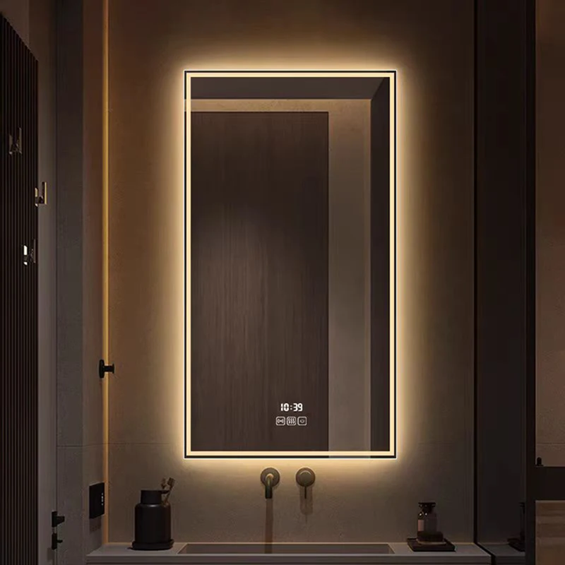 Modern Miroir Led Intelligent Touch Screen Wall Hung Smart Barber Shop Make up Bathroom Vanity Light Smart Mirror