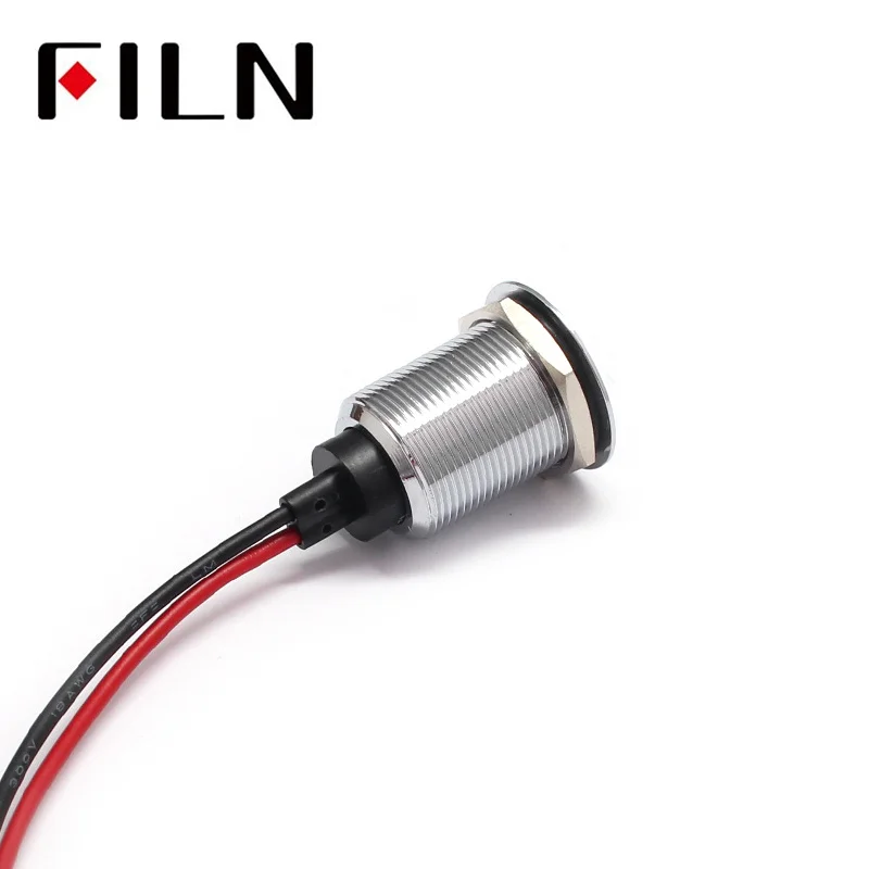 FILN 19MM Factory selling metal Panel Signal Pilot 12V/24V/220V Led Indicator Light Red Green Yellow With Wire