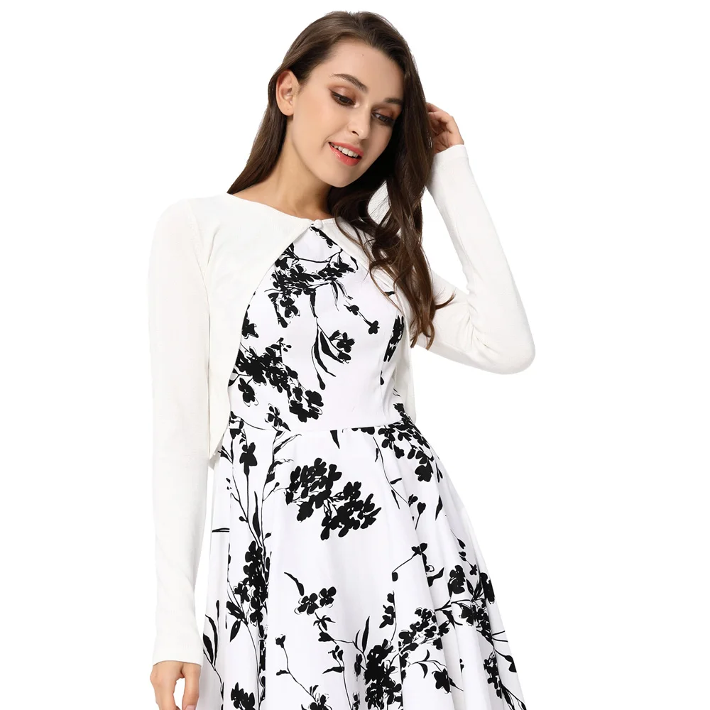 BP000709 женская обувь черного цвета с длинными рукавами жакет-болеро, короткий Длина платье с трикотажным верхом Топы Трикотаж