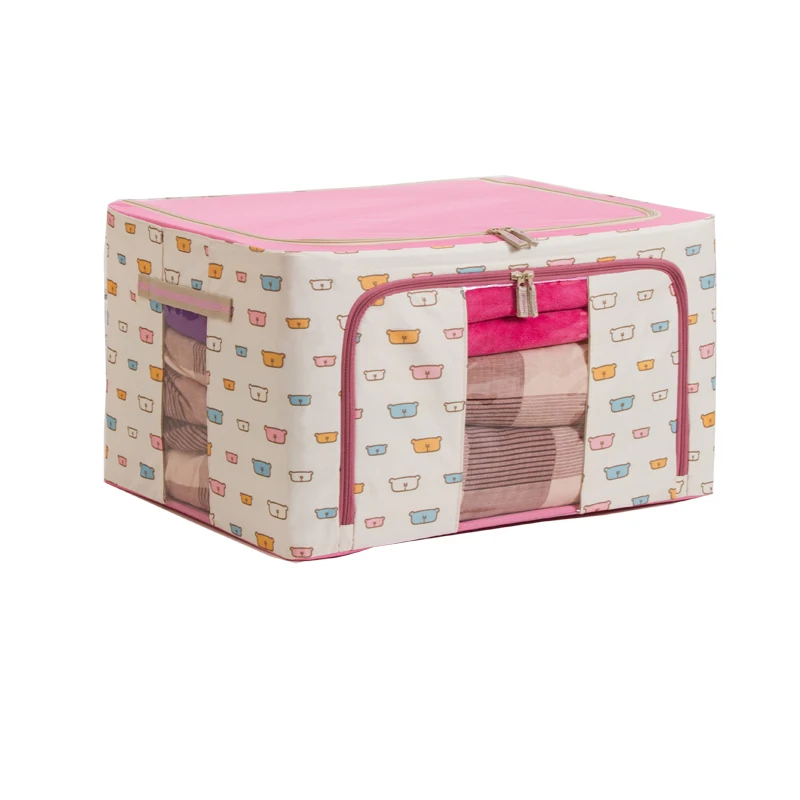 Durable Oxford Fabric Foldable Steel Shelf Lidded Storage Box  shoe box storage folding storage box
