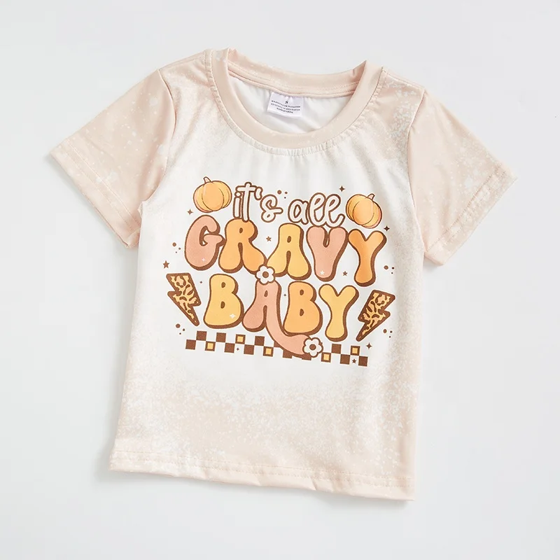 Girlymax Autumn Thanksgiving Sweet gravy Baby Short Sleeve Baby Girls T-shirt