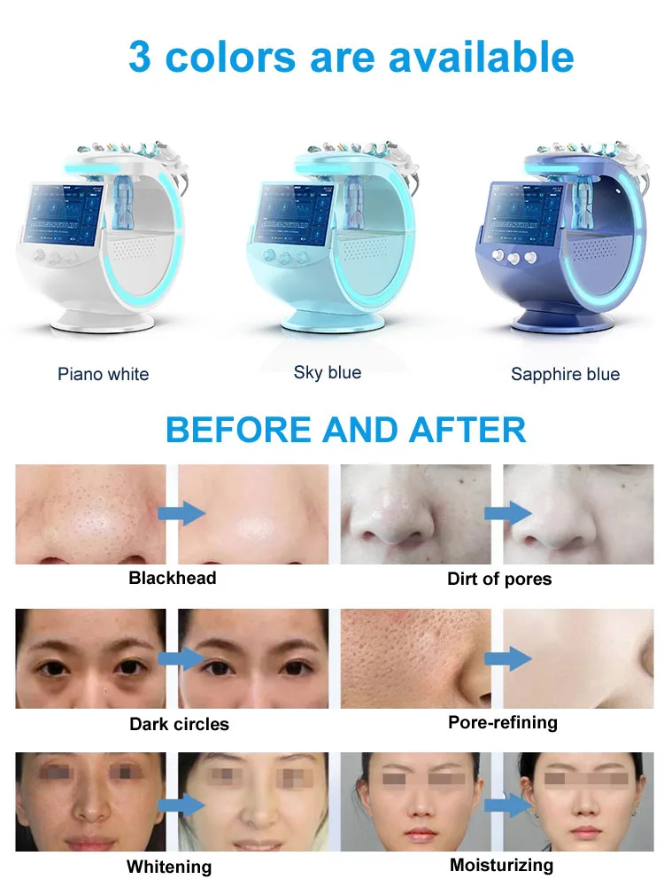 New Arrivals 7 In 1 Smart Ice Blue H2o2 Hydra Oxygen Aqua Peel Hydrodermabrasion Facial Machine