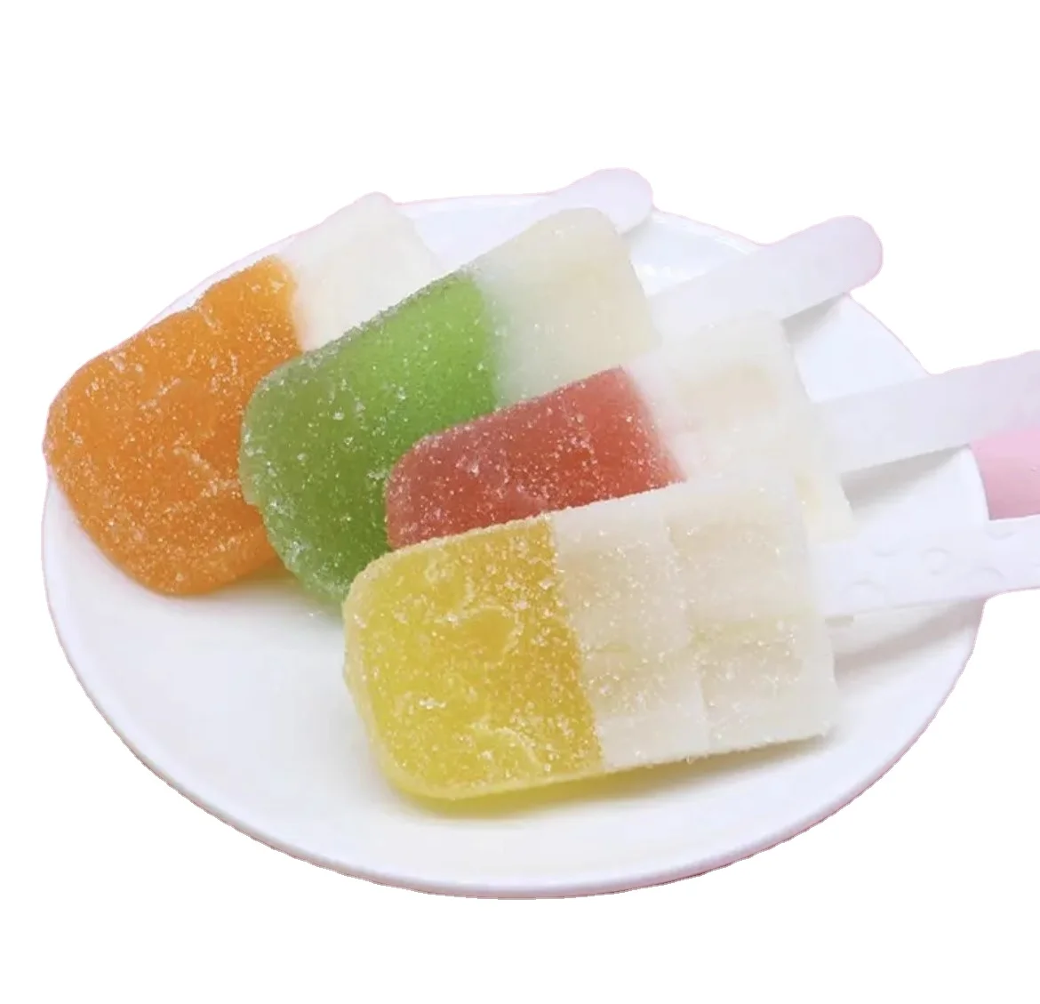 Factory new product soft candy ice cream shape assorted fruity flavor gummy candy lollipop