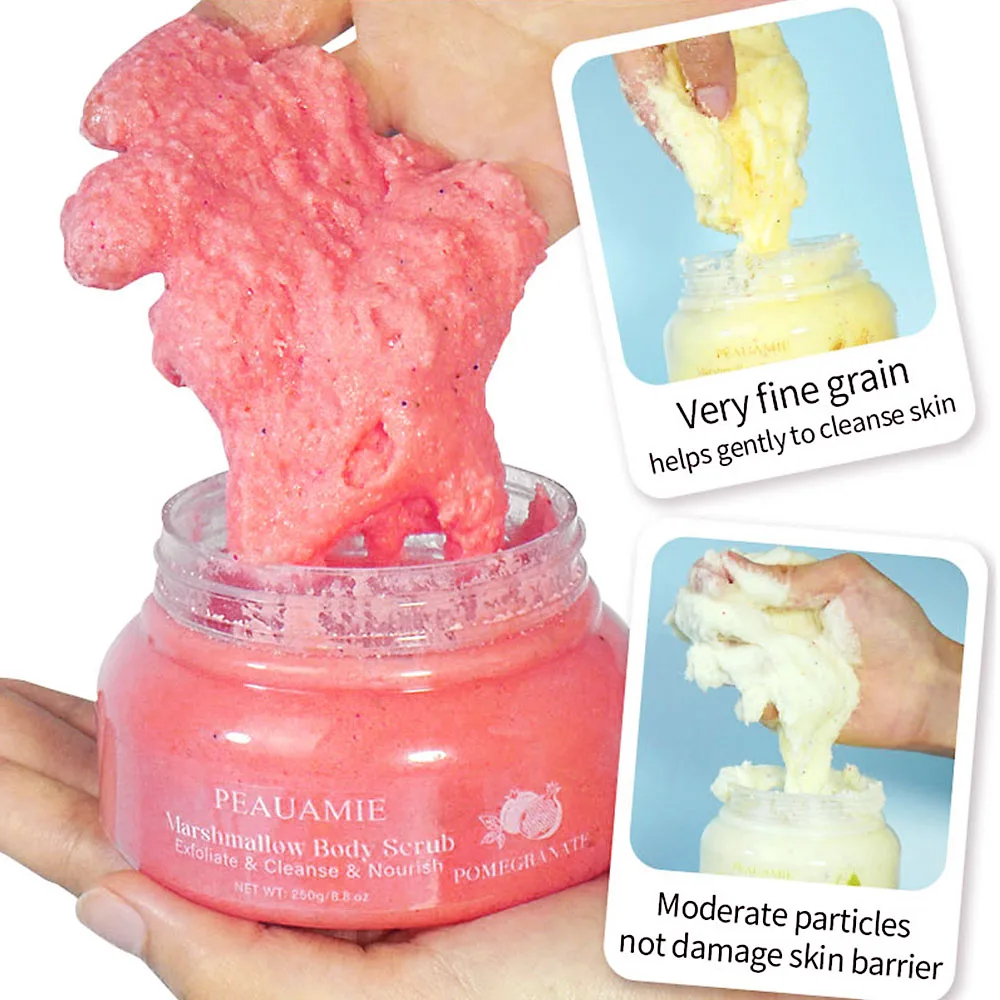 Оптовая продажа частная торговая марка органический персик арбуз зефир фруктовый скраб отшелушивающий взбитый хлопок конфеты для