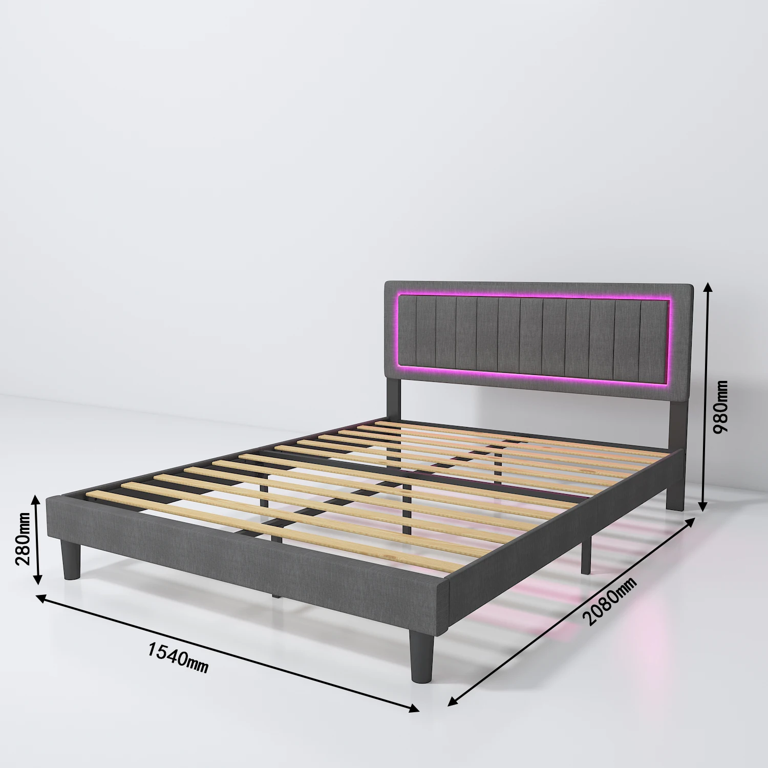 Hot Sale Classic Design Simple Iron Metal Bed Bedroom Furniture Hotel Led Headboard Queen Double Bed Frame