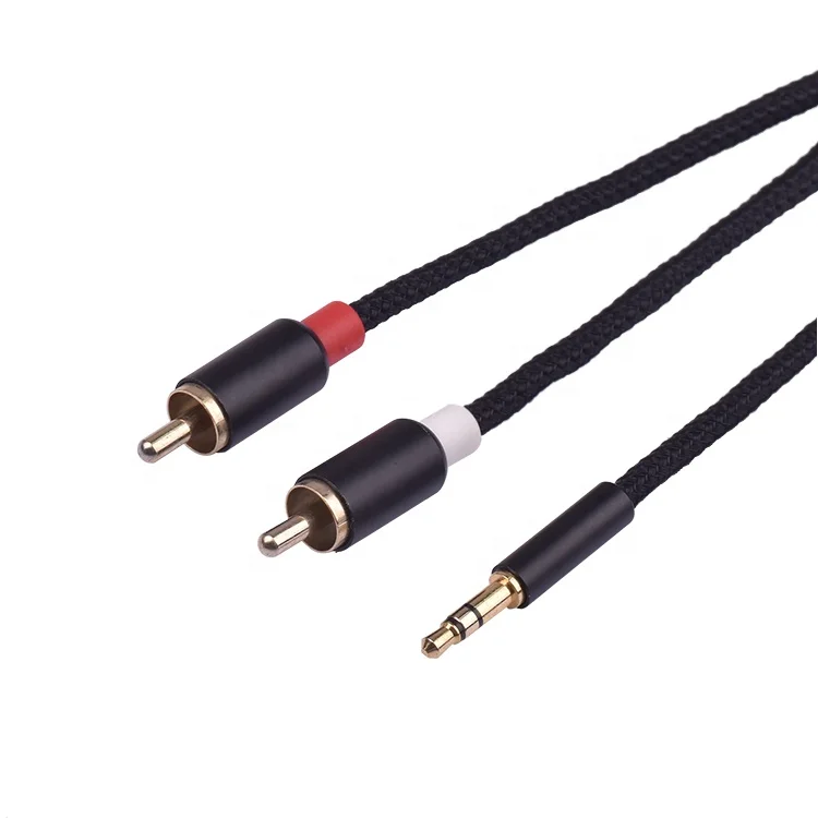 Высокое качество завод стерео никелированный DC 3,5 мм до Twin RCA аудио кабель для звуковой коробки