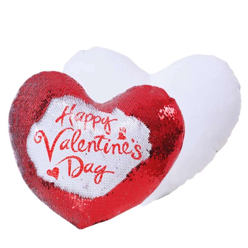 wholesales heart shape sublimation blank pillow case  sparkle for sequin pillow sublimation blank pillow cover