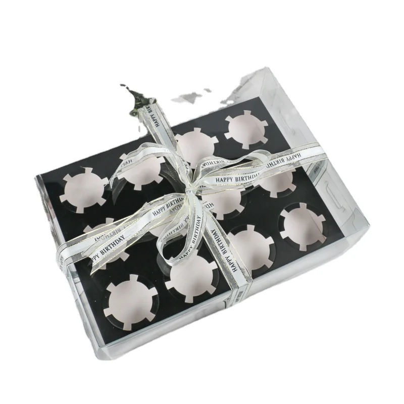 2/4/6/12 holes Clear Plastic Cupcake Packaging Box for Dessert and cupcakes