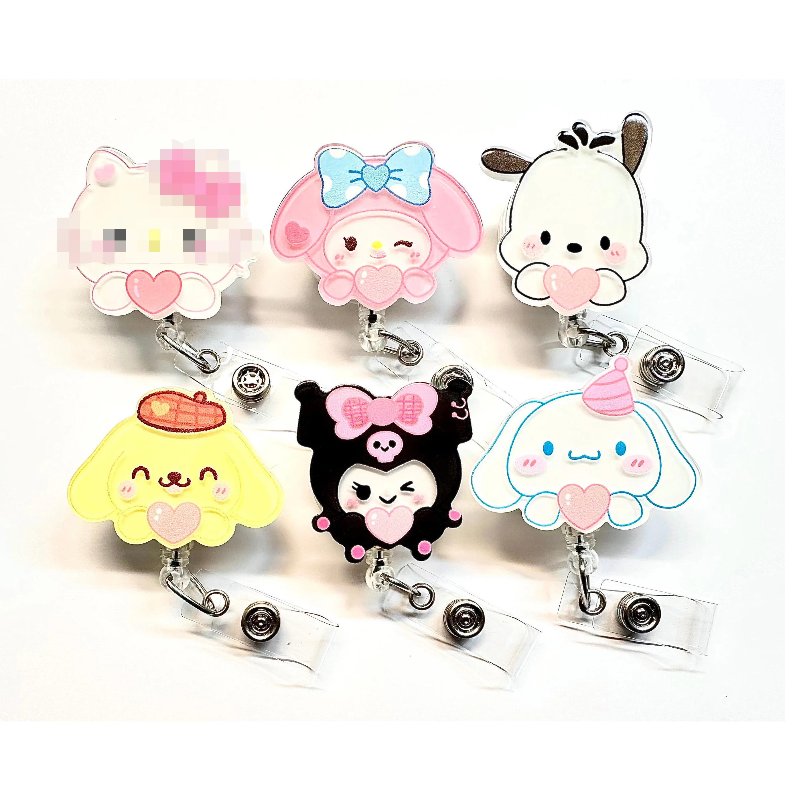 Custom Retractable Lanyard Acrylic Flat Back Nursing Nurse Accessories Badge Reel Holder with Id Card Badge Holder