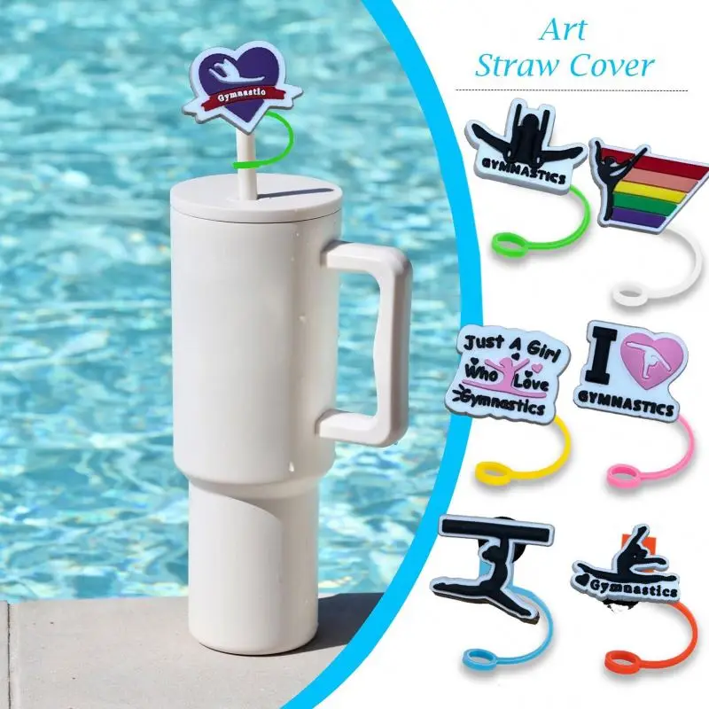 10mm Silicone PVC Tumbler Cups Sport gymnastics Drinking Straw Tip Cover Protectors Straw-topper Kawaii Watermelon Straw Toppers