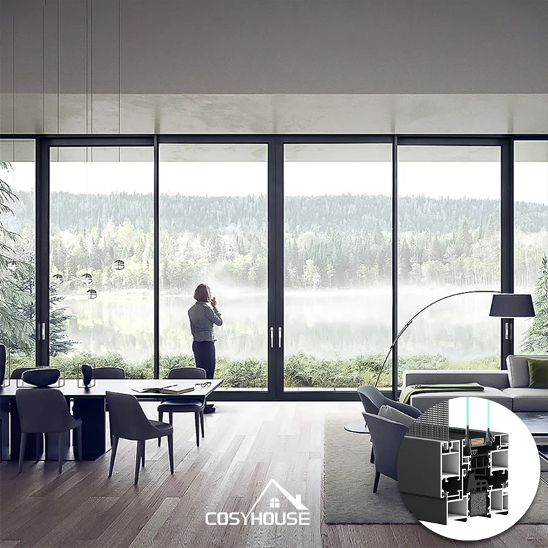 NFRC modern thermal break aluminum alloy doors aluminum alloy sliding 4 panels patio door aluminum alloy windows and doors