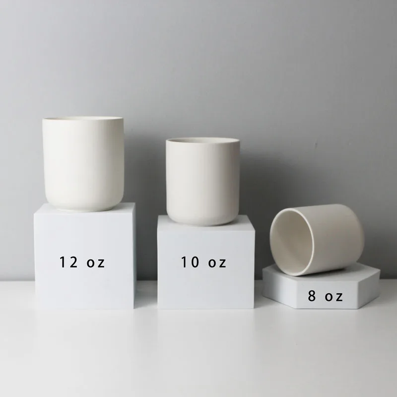 Custom Wholesale Empty Christmas Ceramic Clay Candle Vessels 10 Oz Decorative Candle Jars for Home