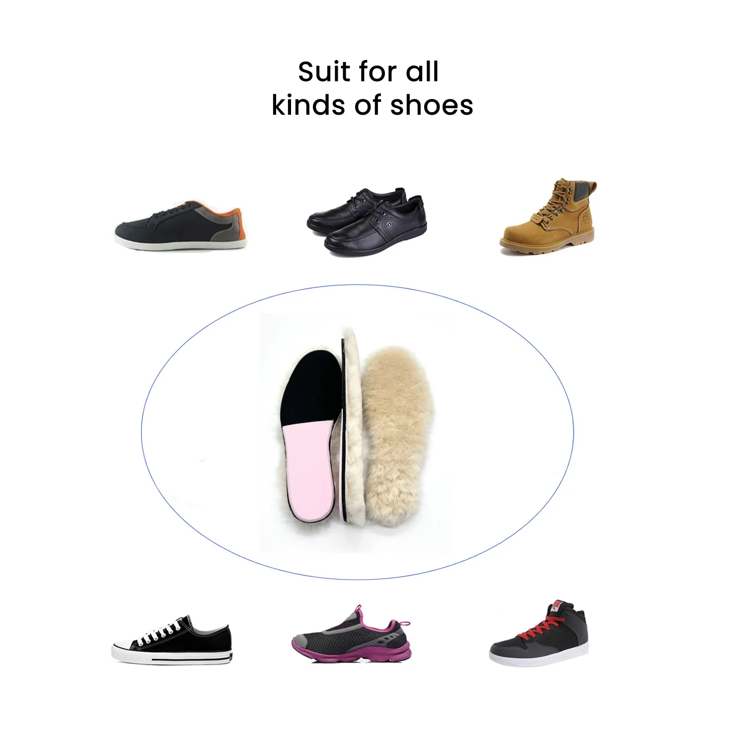Yaode Custom Warm insole Winter Sheepskin Pu Foam Shoe Insoles Wool Insole Fur Integrated Cozy Fluffy Insert For Boots Slipper