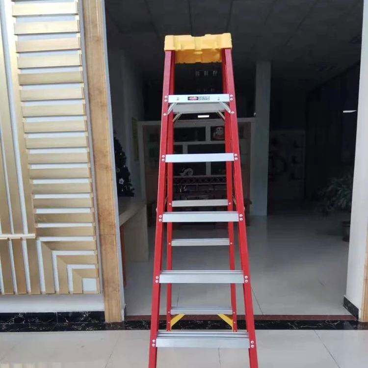 Fiberglass Double Step Ladder with Tool Pallet