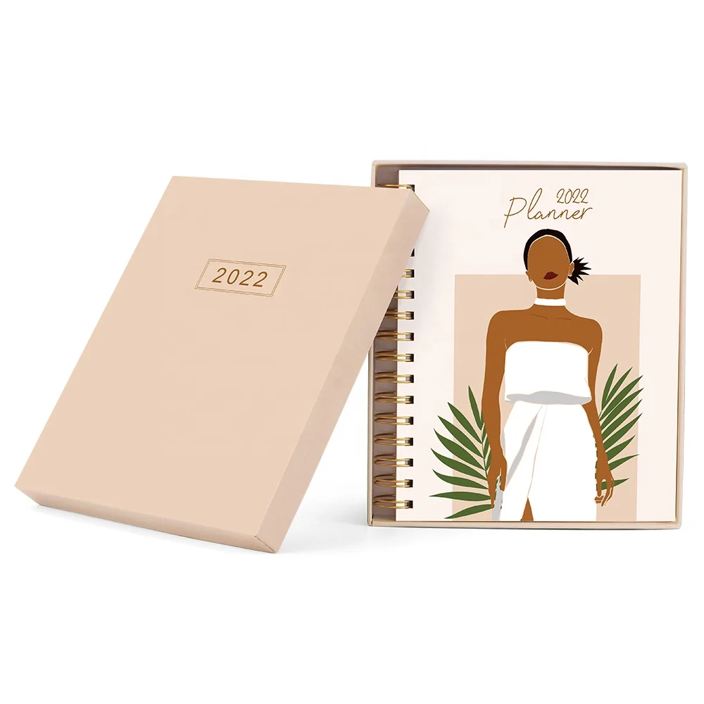 Новый дизайн 2022 года, пользовательская печать, роскошный дневник A5 на спирали, журнал, блокноты, планировщик на год, месяц, неделю, день