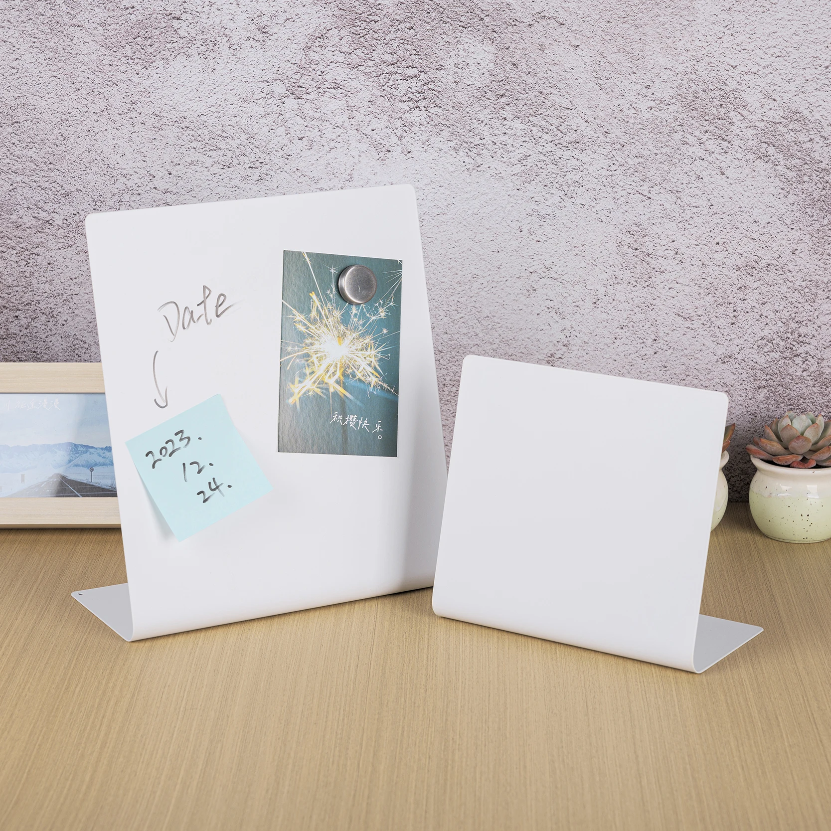 Magnetic Bulletin Board with Stand Mini Magnetic Memo Board Magnet Board Easel for Displaying Photos Notes Cards Poem Spices