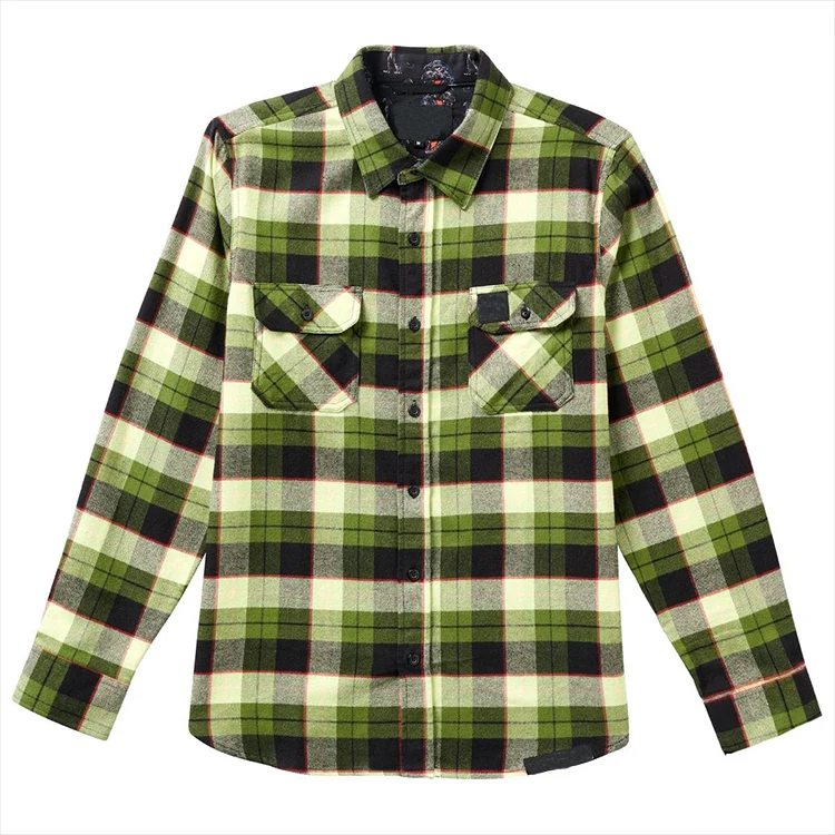 OEM Design Printing Factory Sale Warm For Plaid Green Flannel Shirts