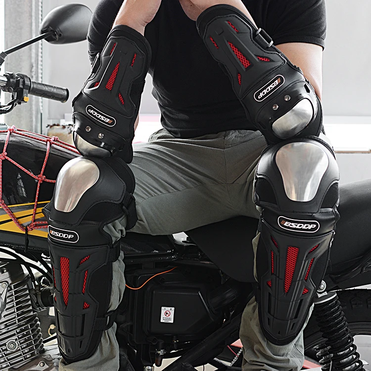 Stainless Steel Shell Knee-protection Gear And Elbow Gurads Motorcycle Knee Pads For Motor Bike