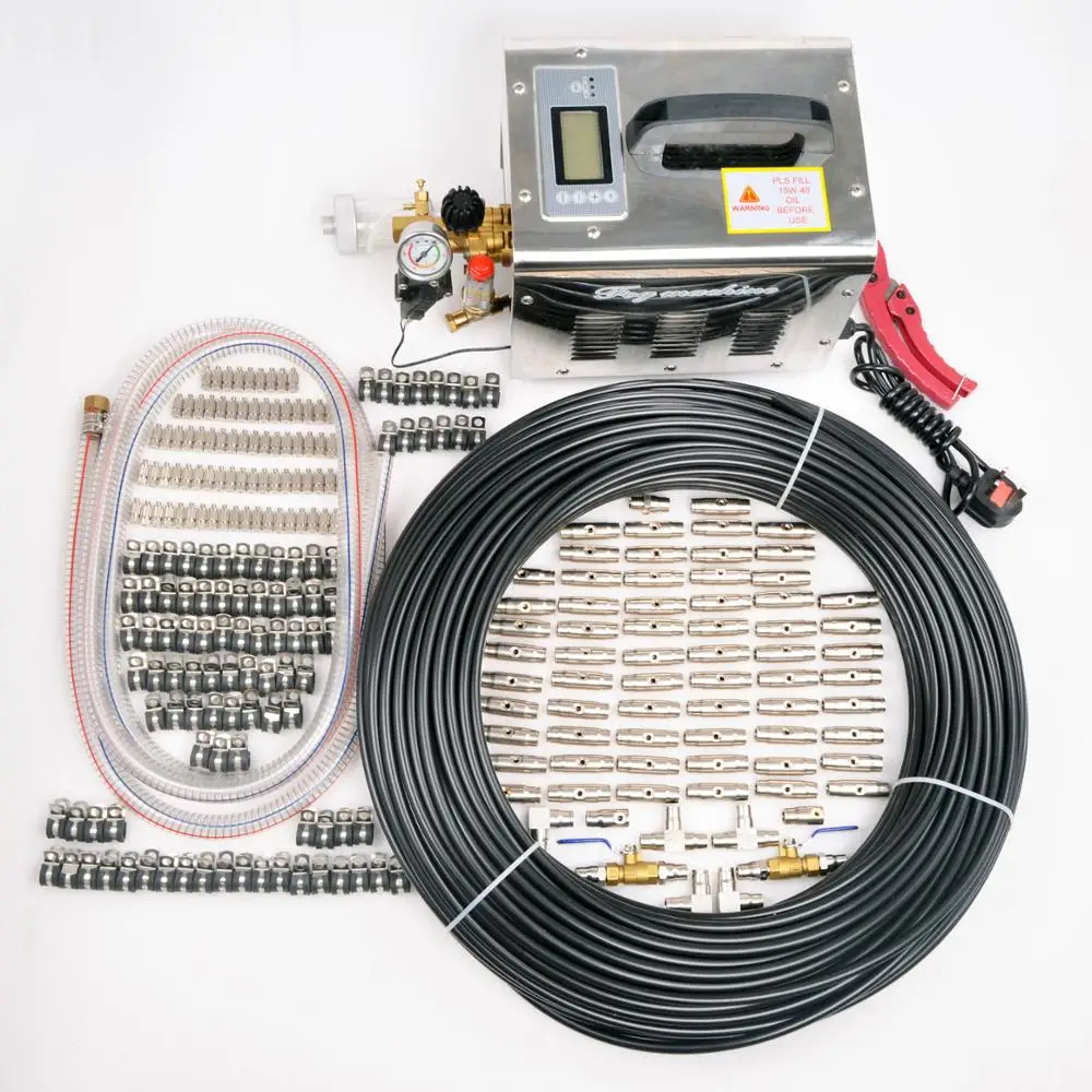 
High pressure fine poultry farm plant misting system for patio mushroom garden restaurant humidification and cooling 