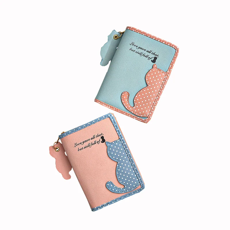 Hot Selling Cartoon Anime Wallet Student Little Girls Coin Purse With Cat Pattern