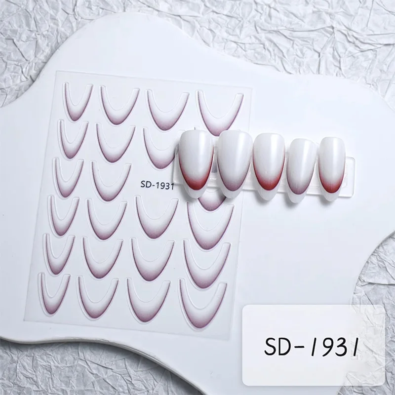 Wholesale 6 Colors Smile Clear French Nail UV Stickers Nail French Gradient Stickers