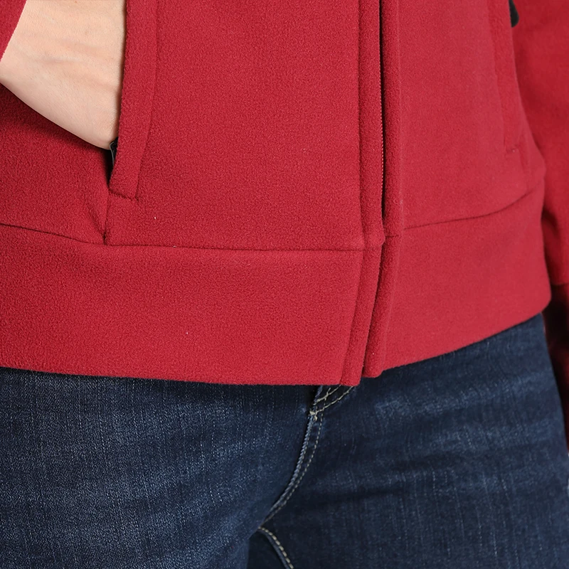 Ladies winter warm windbreaker outdoor casual coat zip up custom hooded fleece jacket for women