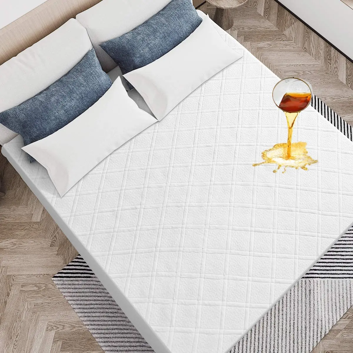 
Queen Size Bamboo Mattress Protector 100% Waterproof Mattress Pad Cover 