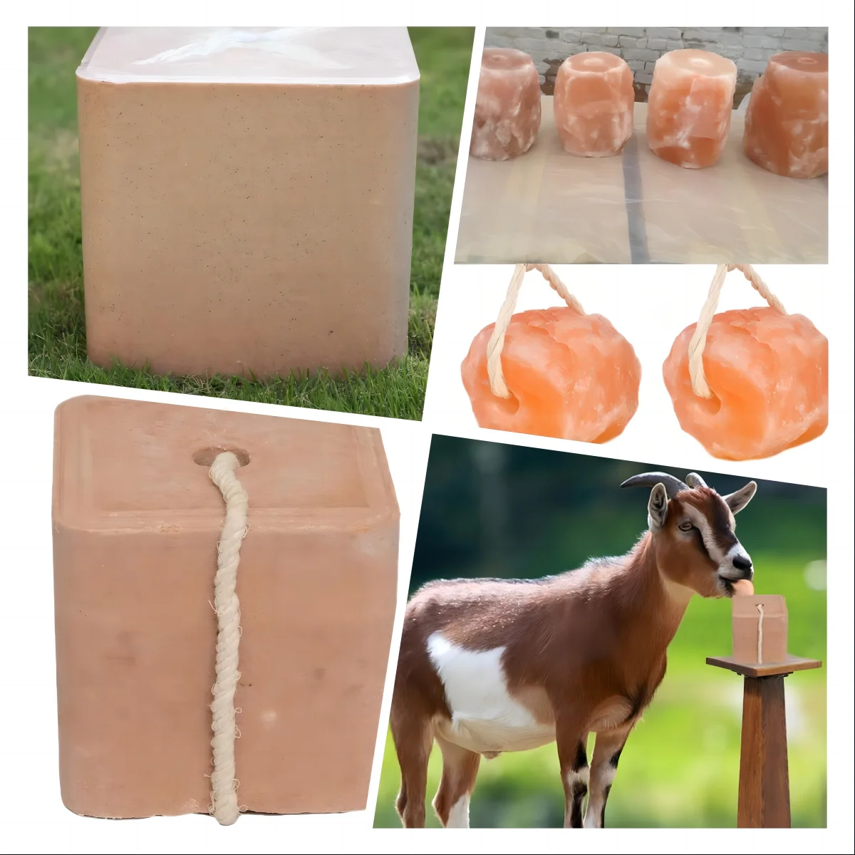 Square Rope Natural HimalayanAnimal Salt Lick Mineral Supplement for Livestock and Pets Nutritious Stone  for Animal Feed