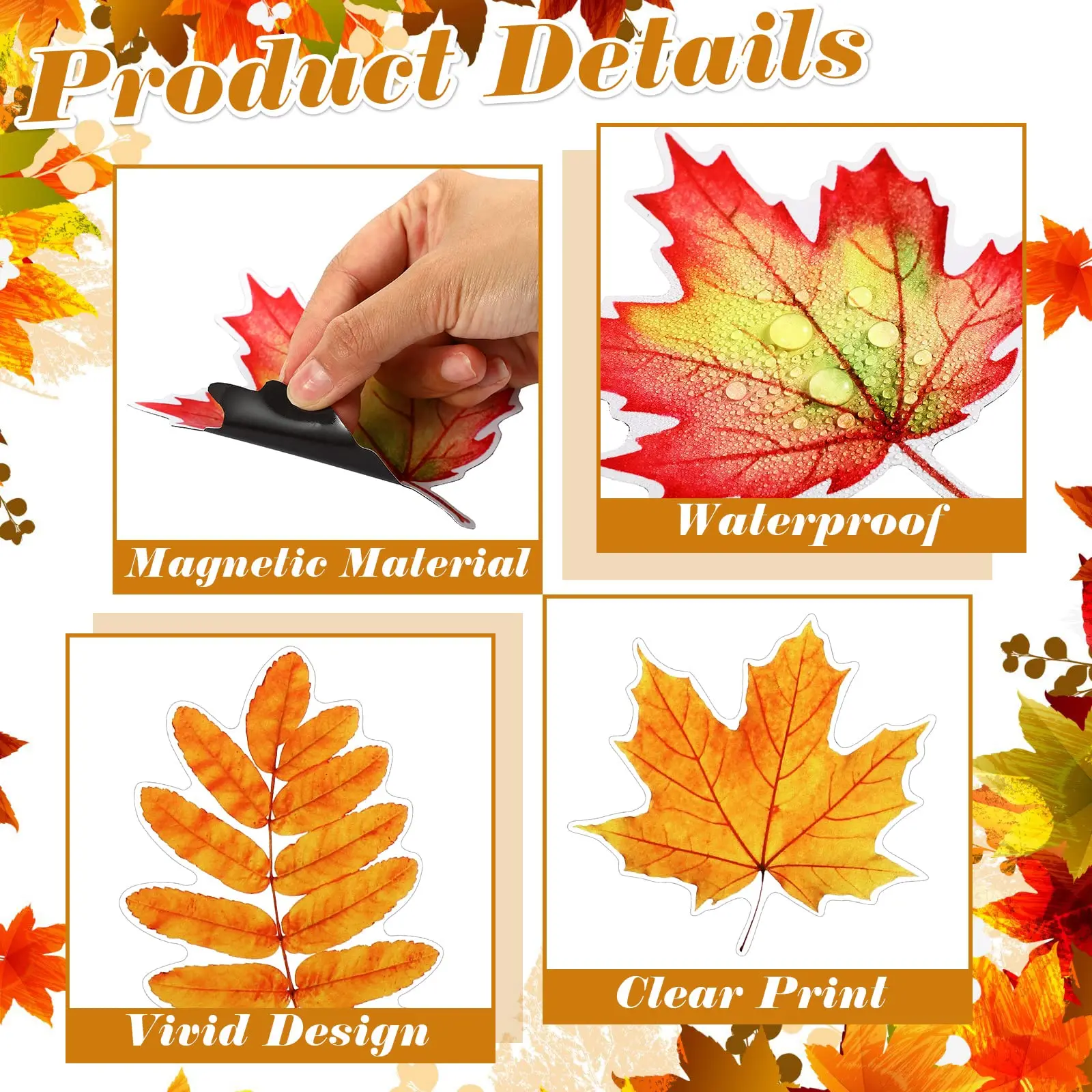 Custom Printed Fridge Magnets Autumn Maple Leaf Theme Pvc Fridge Magnets