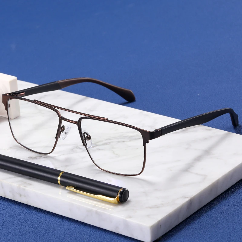 2024 New Metal Pilot Two Bridge Prescription Glasses Spectacle Frame Anti-Blue Light  Eyeglasses Frames Men Ukraine Points