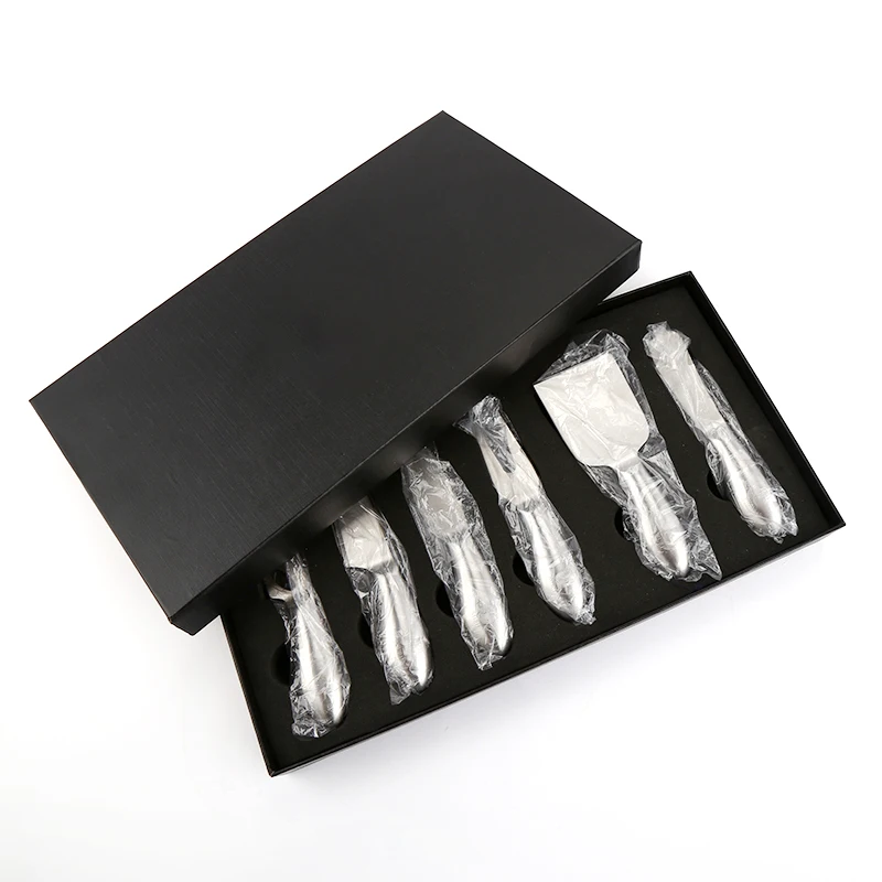 6 Piece Cheese Knife Set with gift box Complete Stainless Steel Cheese Knives Collection