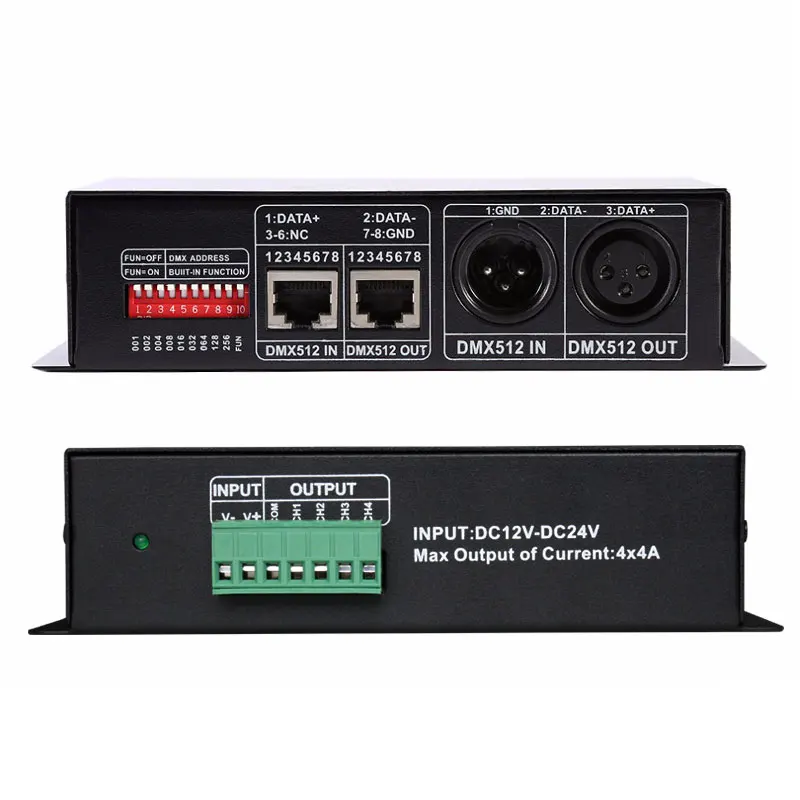  Цена по прейскуранту завода-изготовителя 4A RJ45 DMX ШИМ сигнала 4 канала 4CH RGBW DMX512 декодер для Светодиодные полосы