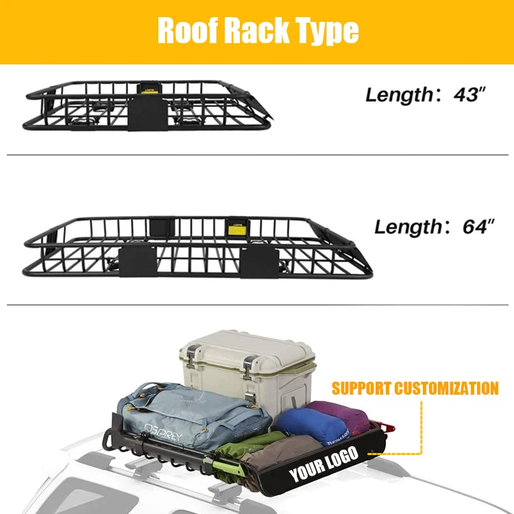 China manufacturer metal steel frame durable car top roof mounted 4x4 luxury roof platform basket luggage rack