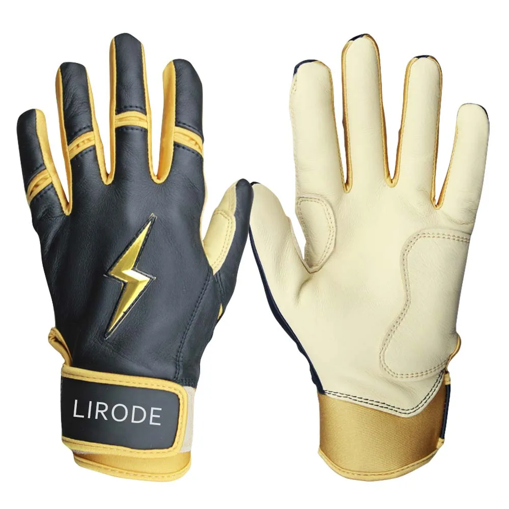 Best Quality Leather Double Gold Baseball Batting Gloves Large Comfortable Men Women Softball Gloves