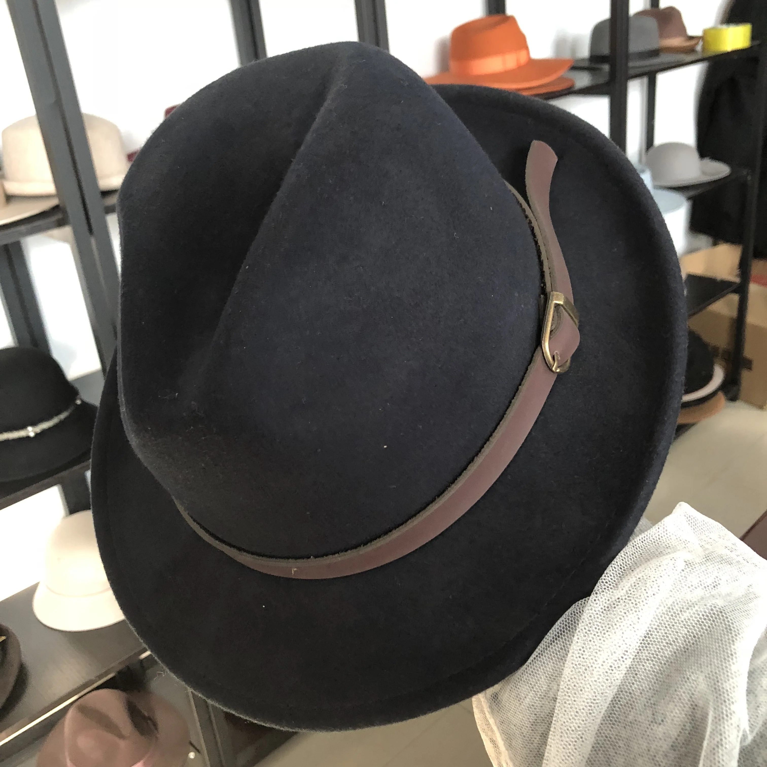 
Custom Logo Fashion Outdoors Activities 100% Wool Fedora Hat Wide Brim With Belt 