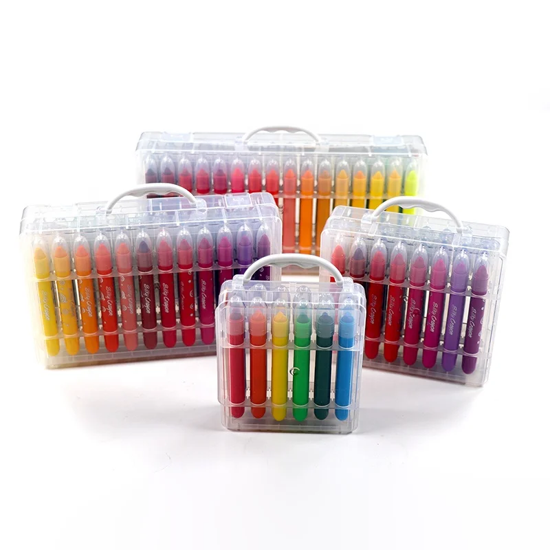 12/24/36/48 Vibrant Colors In Durable Storage Case Washable Smooth Easy Glide Mini Silky Gel Crayons For Kids