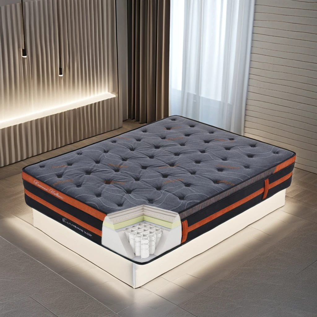 China Colchones Luxury Queen King Size 14 inch Hybrid latex memory foam pocket coil spring mattress wholesale price roll in box