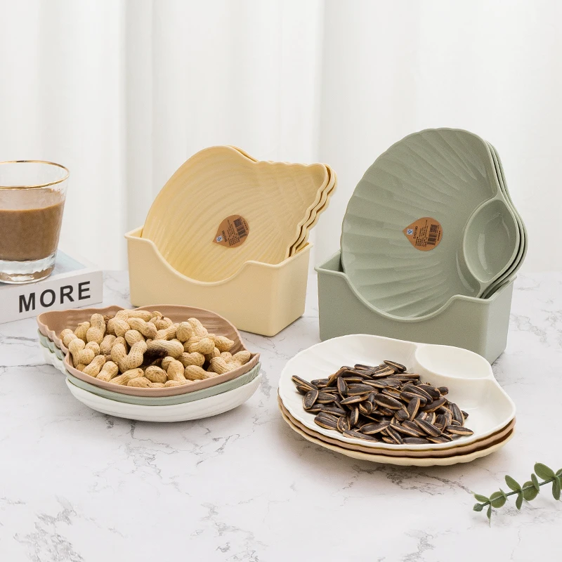 Wedding party dessert french fries fruit chip and dip platter shell plastic snack plate set with dipping saucers divide dish