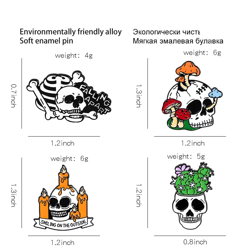 
Wholesale exquisite graceful Halloween mushroom cactus candle brooch pin badge 