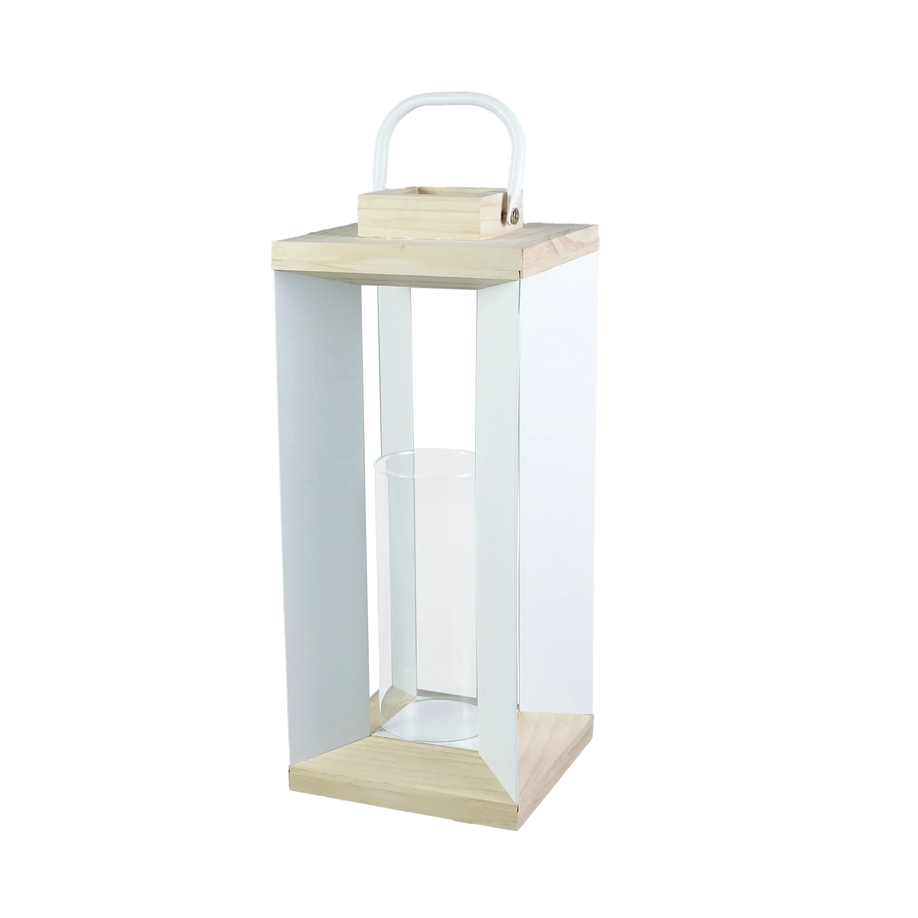 Foryoudecor Scandinavian 3 sizes wooden lanterns elegant white metal modern candle lantern for every season decoration