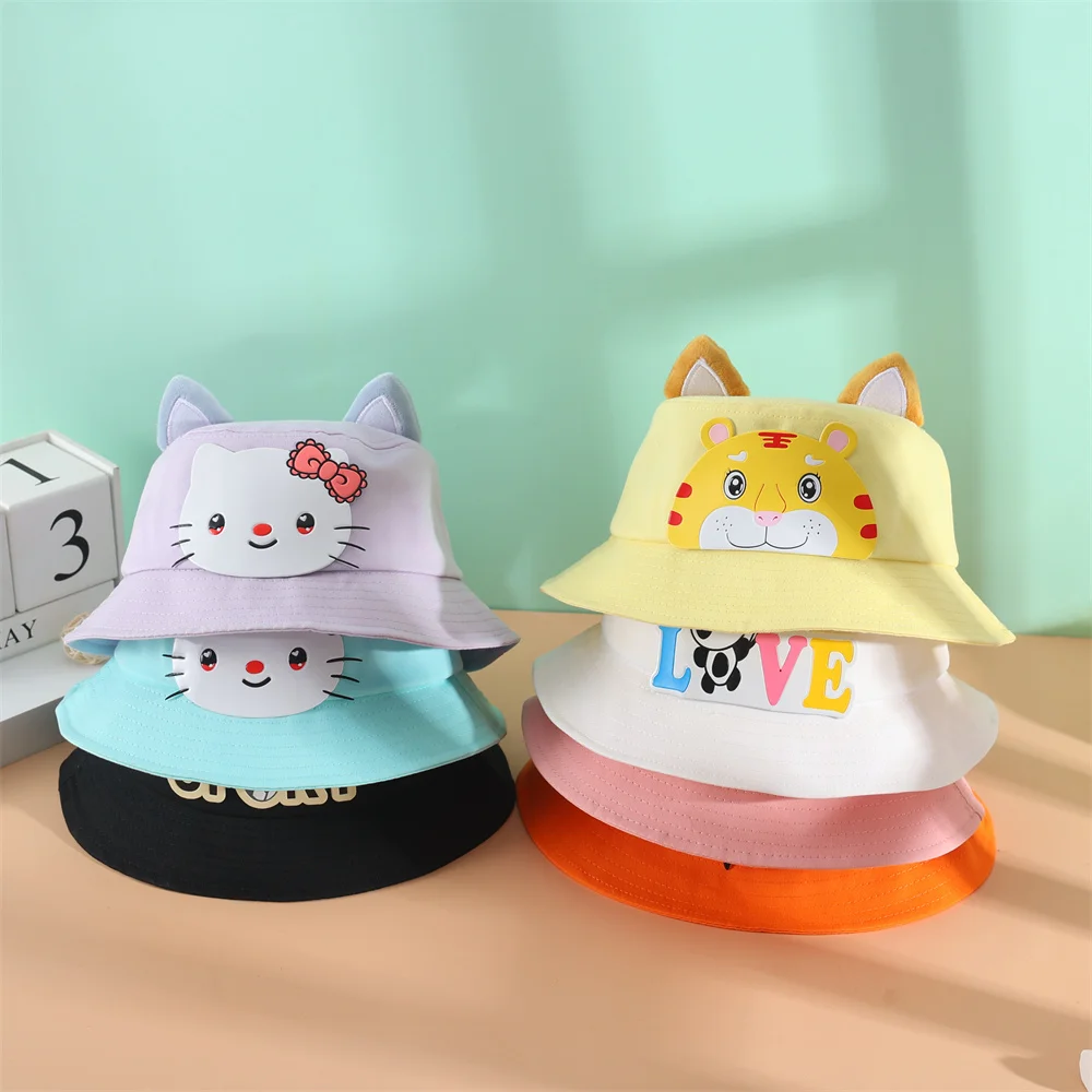 2022 Hot Sale Kids Size Cotton Bucket Hat Kids Sun Hats And Caps For Children