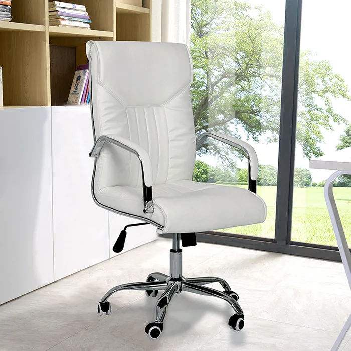 Leather Office Chair Comfortable Adjust Back Chair With Wheels Meeting Room Chair