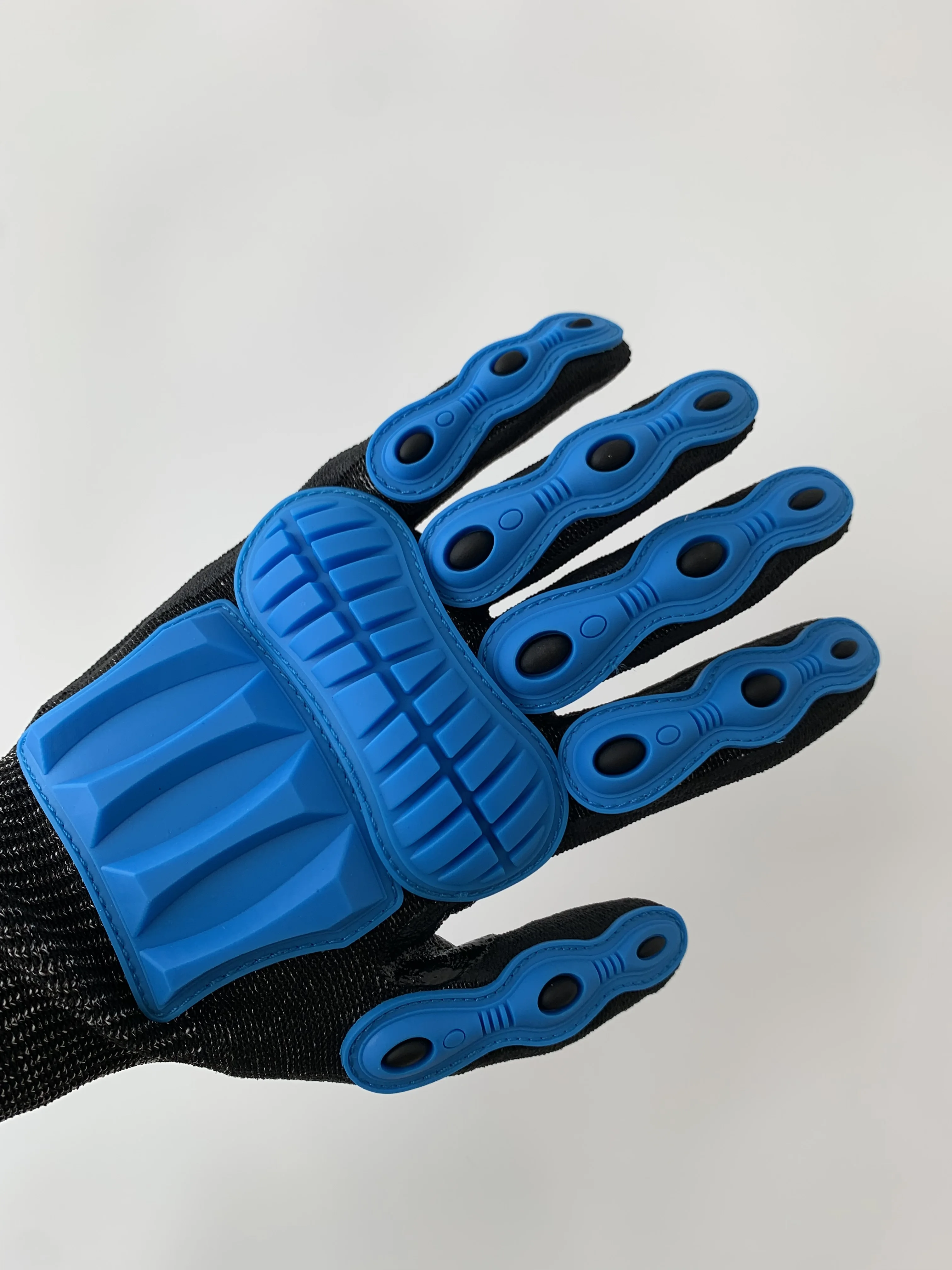 outdoor labor protection Gloves shockproof damping Wear-resistant TPR riding mechanical Gloves blue real photo