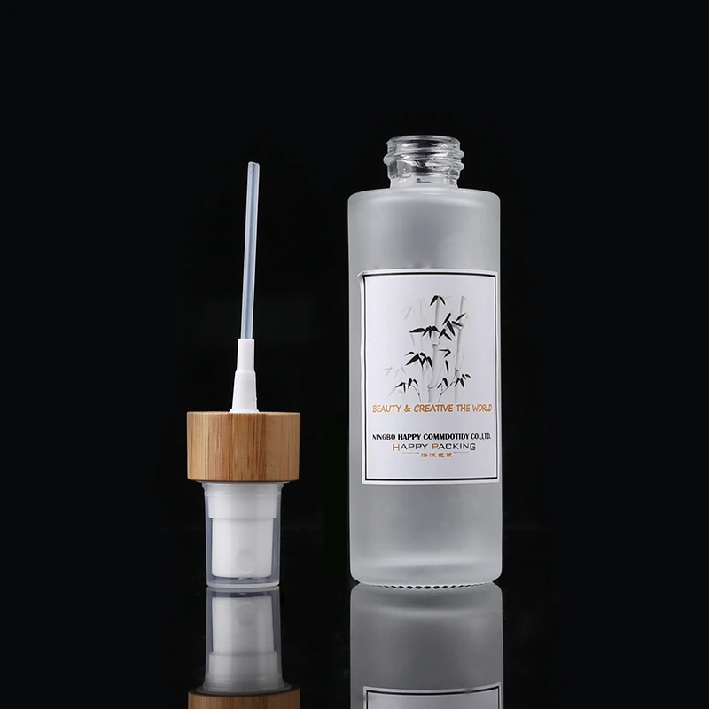 Natural Eco-Friendly Empty Matt Frosted Fine Mist 50ml Glass Spray Perfume Bottle With 20/410 Bamboo Spray