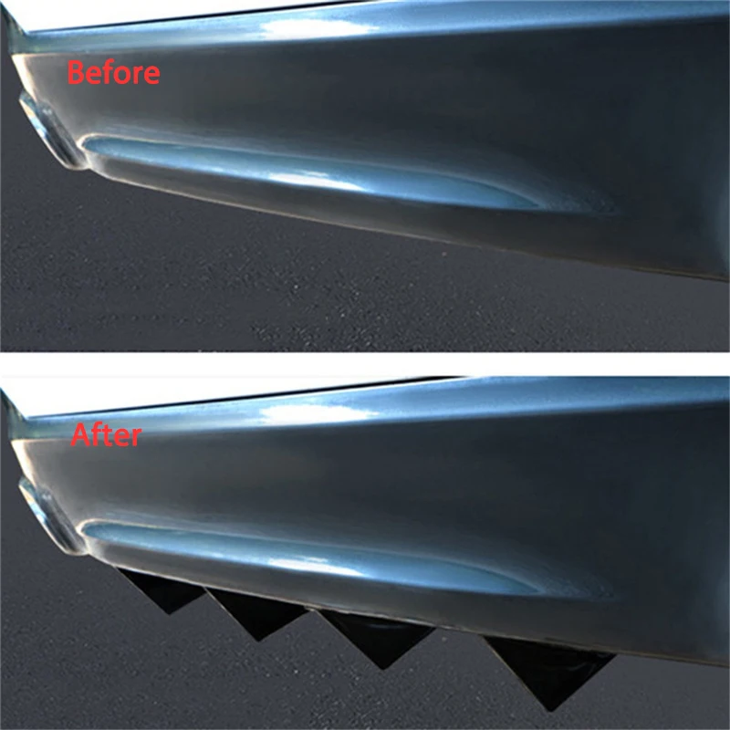 4pcs Universal Carbon Fiber Car Modified Rear Bumper Diffuser Triangle Spoiler Automobile Back Bumper Spoiler Splitter