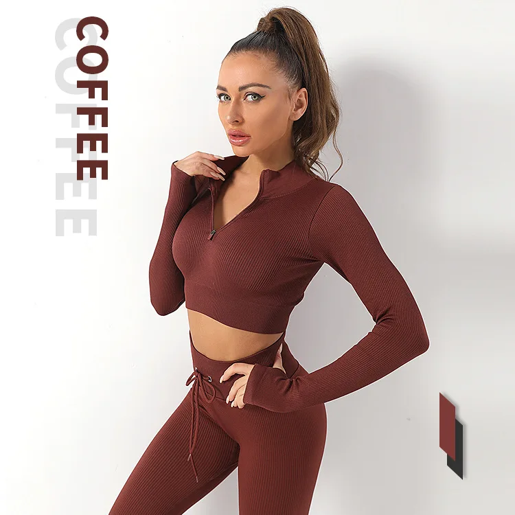 Thread stretch blazer wholesale women yoga fitness long sleeve outdoor tops