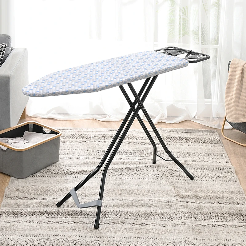 Fashion Design Mesh Top Metal Foldable Ironing Board Modern-design Iron Rest with Silicone Iron Fixing Belt