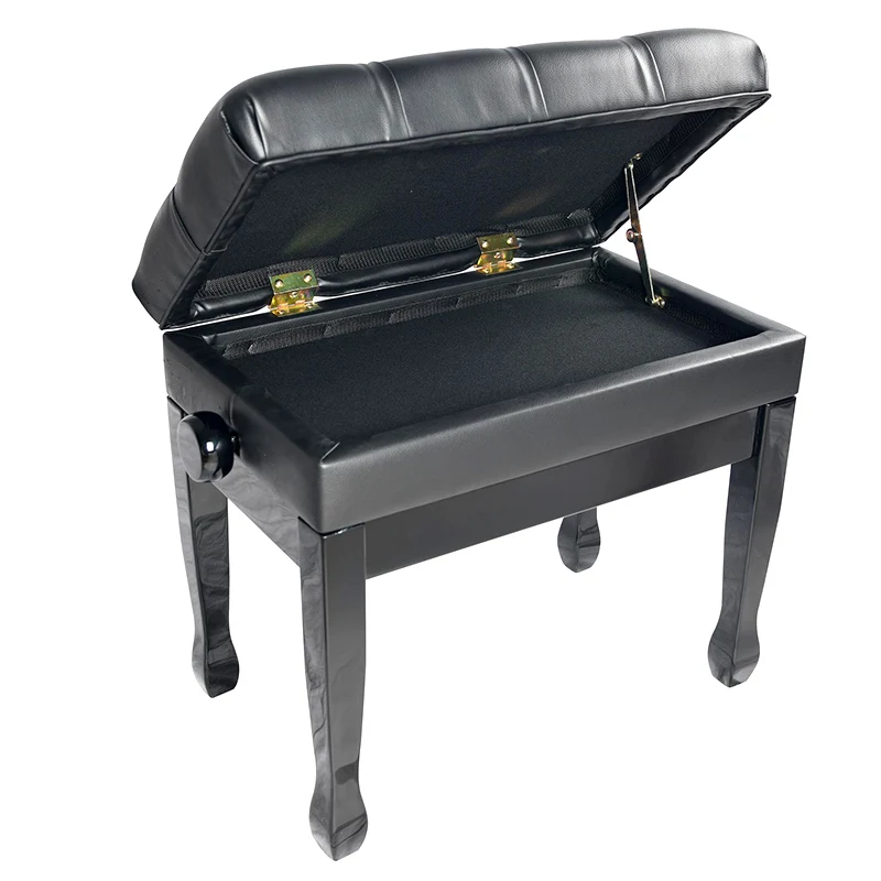 Wood Black Leather Wooden Adjustable Piano Stool with Storage OEM Deluxe Premium Solid Piano Bench 57CM*37CM 52-61 Cm CN;ZHE
