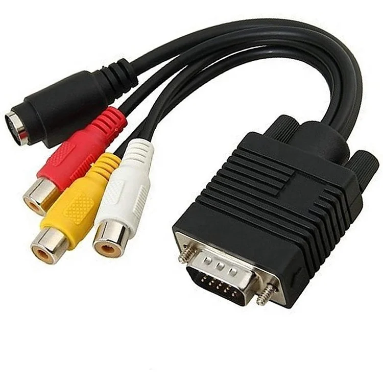 LBT Factory Price 0.3m S-Video (4 Pin) to 3 RCA AV Female Cable Audio Video Adapter Conversion Laptop PC Computer Connector